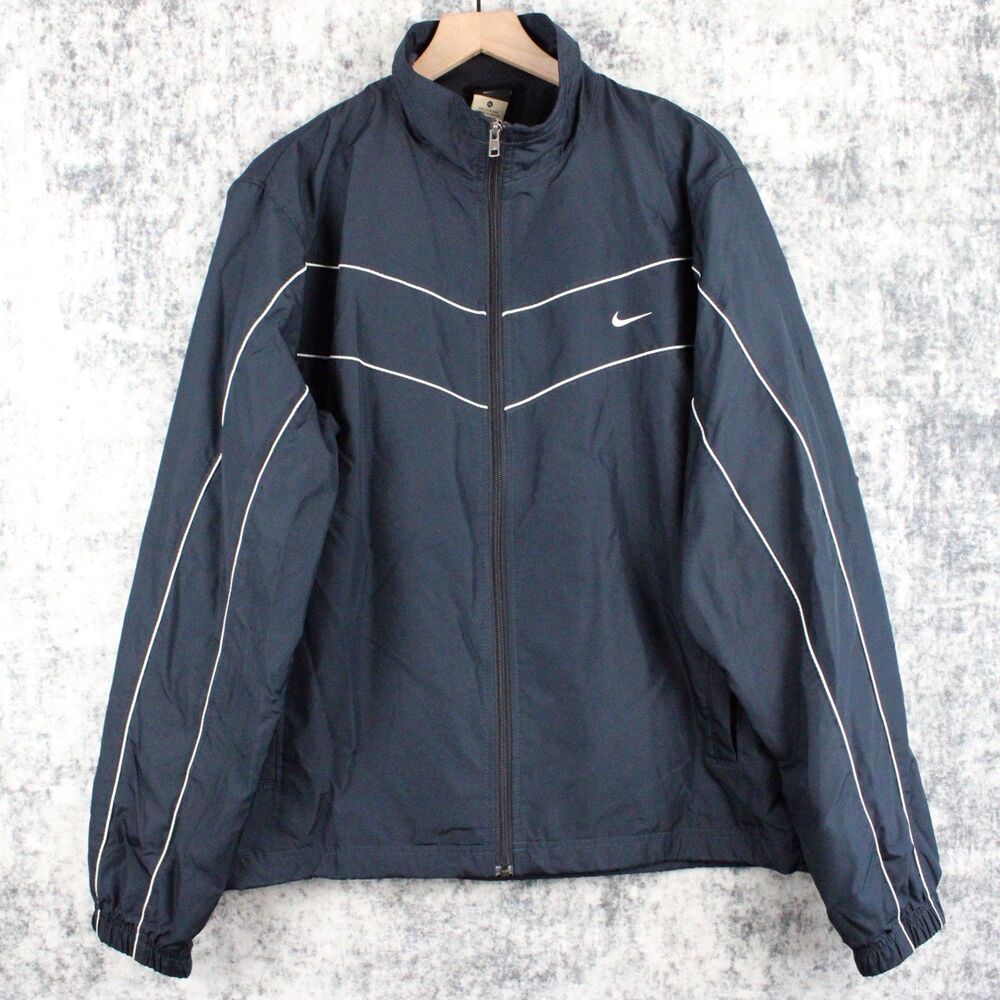 Vintage Nike Windbreaker Jacket Men XL Navy Full Zip Mesh Lined 341569-406 Y2K